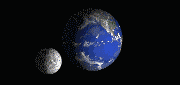 Planet Erde mit Trabant Mond